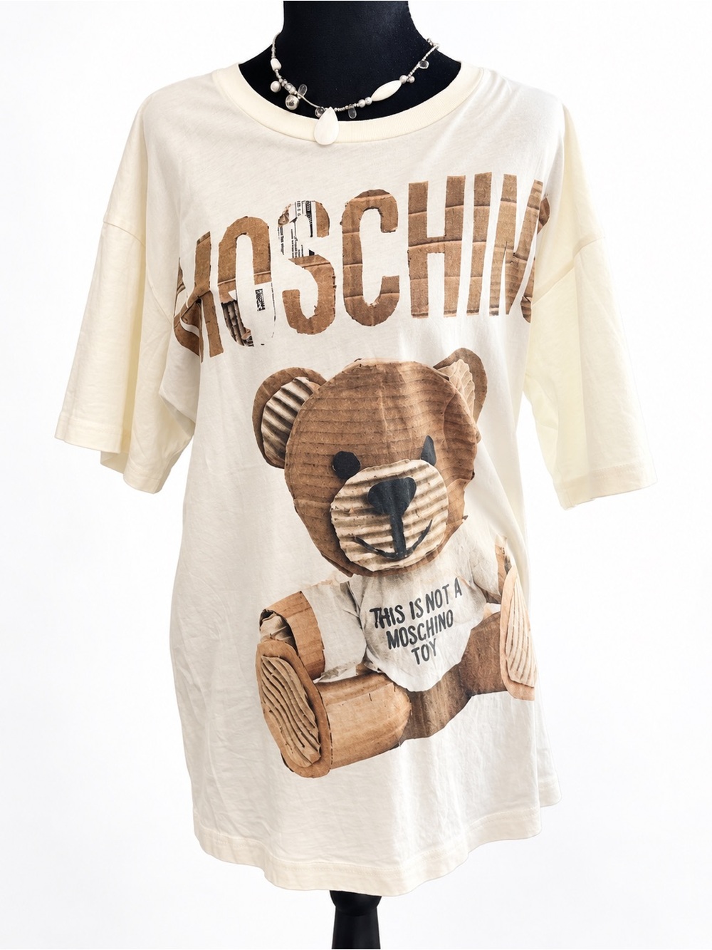 Moschino Couture Teddy Bear Graphic Oversized T-Shirt Ivory
